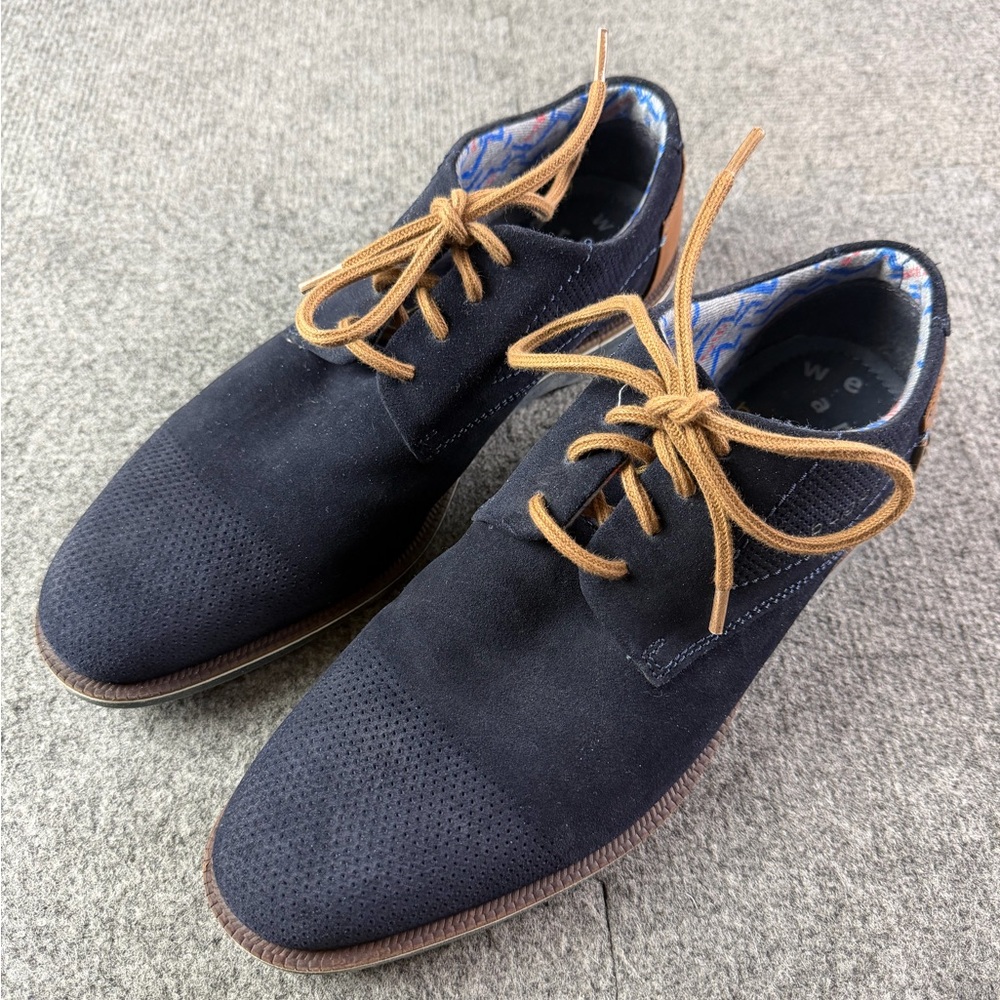Bugatti Mens Suede Lace Up Shoes Size 42 Blue/Brown